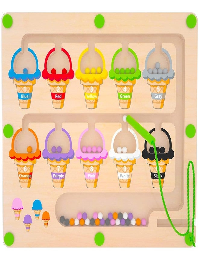 Fun4You Wooden Ice Cream Colour and Number Learning Board, Montessori Magnetic Educational Toy for Kids, Age 3+ - Image 1